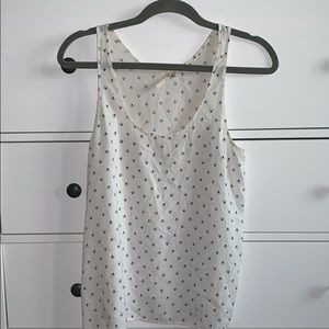 White and blue rayon tank top. Size M